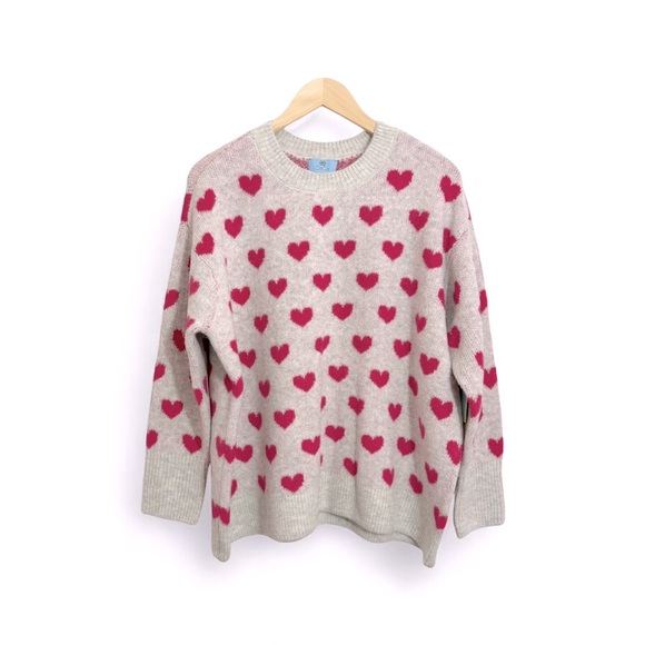 NWT CECE Plus Gray Pink Heart Cozy Sweater - Size 1X - Picture 3 of 9